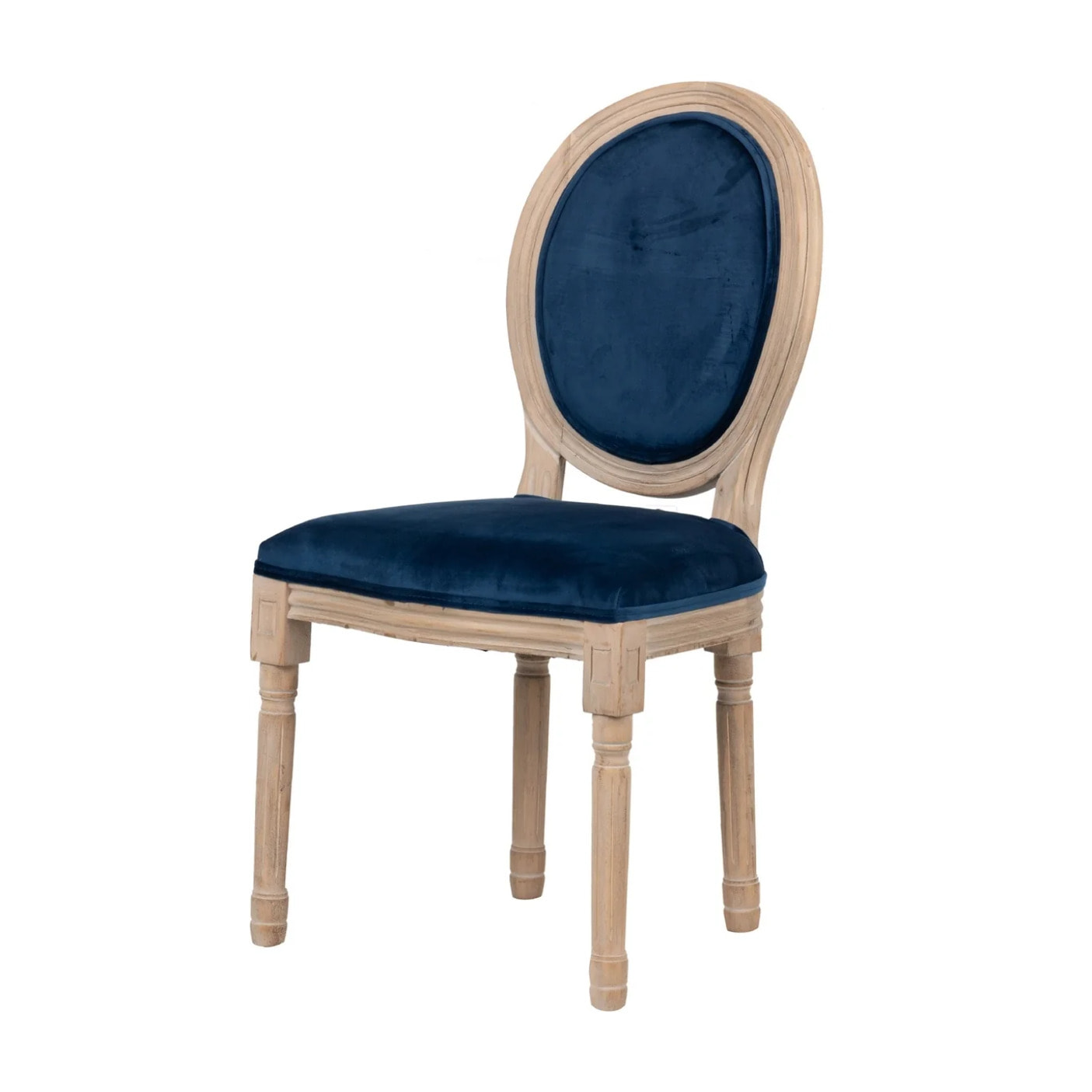 Silla Velvet Azul Patas Roble 48x46x96 Cm