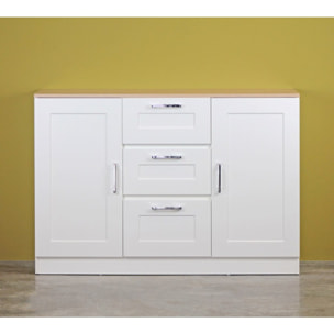 Credenza bianca con top in legno 120x82,5x40 cm