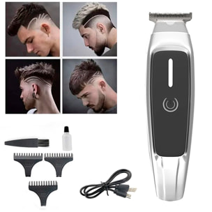 Maquinilla cortapelo con pantalla digital y batería recargable con 2 velocidades y luz. Incluye 3 cabezales intercambiables.