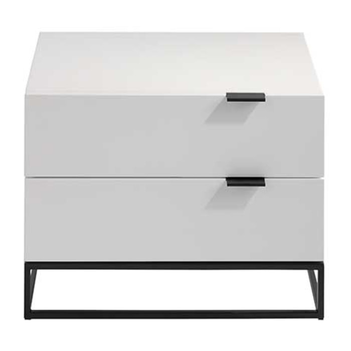 Mesita de noche – Blanco brillo y negro mate