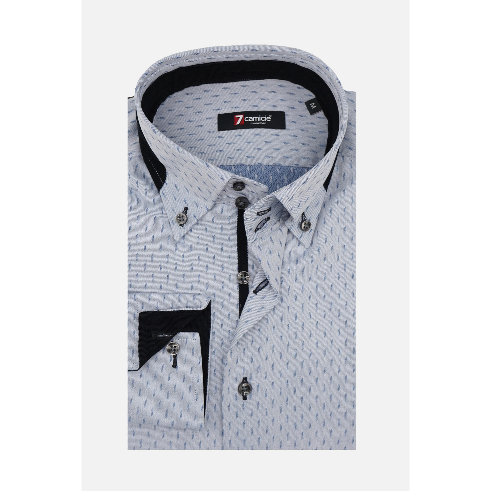 Camicia Uomo 2bottoni Button Down Doppio Collo Slim Jacquard Fantasia Grigio/Grigio Scuro