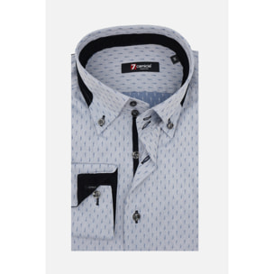 Camicia Uomo 2bottoni Button Down Doppio Collo Slim Jacquard Fantasia Grigio/Grigio Scuro