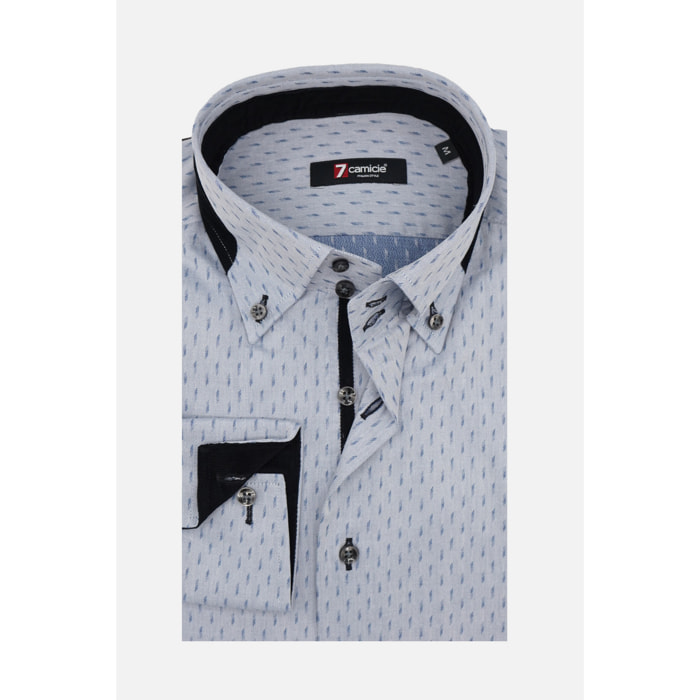 Camicia Uomo 2bottoni Button Down Doppio Collo Slim Jacquard Fantasia Grigio/Grigio Scuro