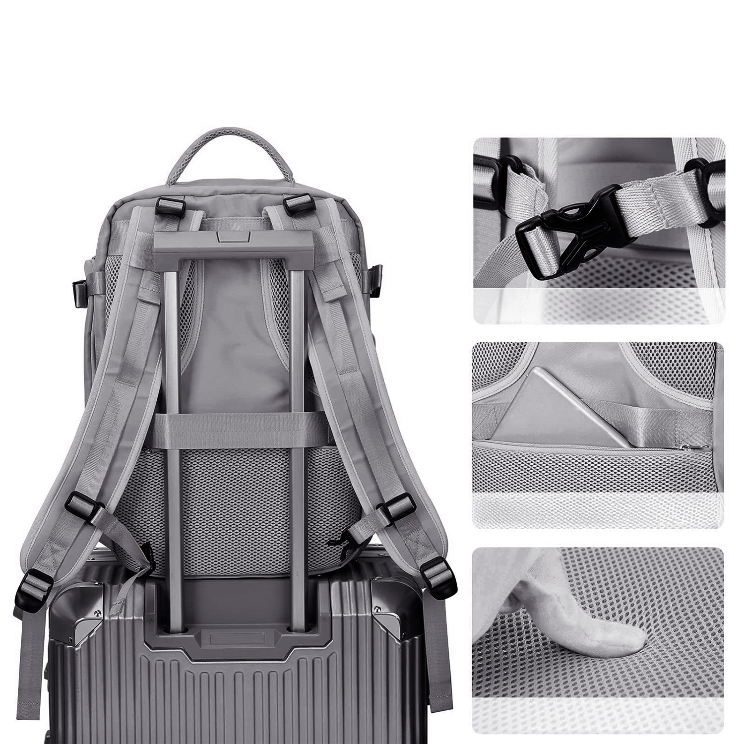 Mochila cabina viaje de gran capacidad con multicompartimento (calzado,ropa,portátil).