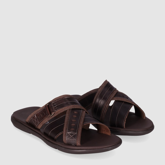 Sandalias de Piel - Marron - Tacón: Bajo