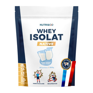 Nutri&Co Protéines Whey Isolat Native 94% en poudre - 900gr Goût Neutre