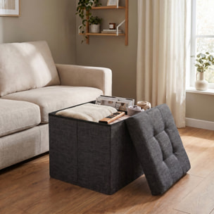 Pouf contenitore pieghevole 38x38x38 cm, cubo salvaspazio con vano interno, seduta imbottita resistente fino a 150 kg, design effetto lino elegante, ideale per soggiorno camera ingresso ufficio e cameretta