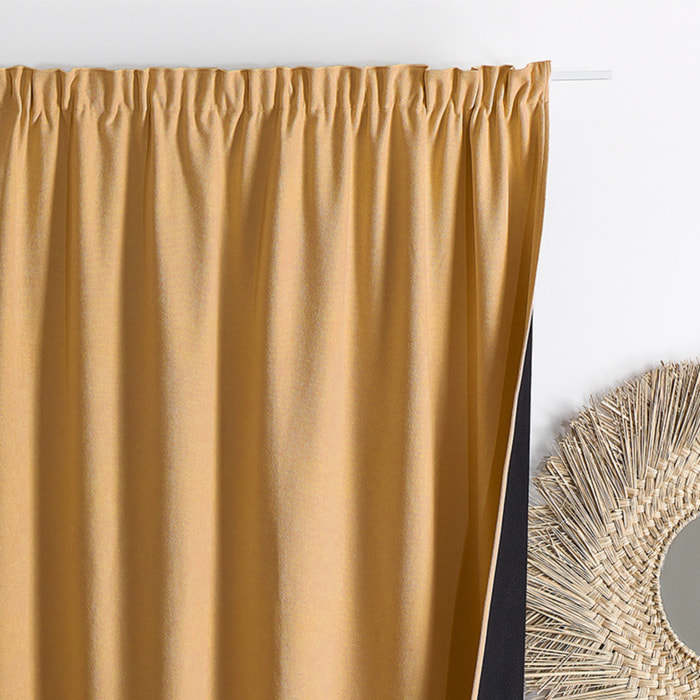 Rideau thermique phonique et semi occultant à galons fronceurs KONFOR - Jaune Ocre