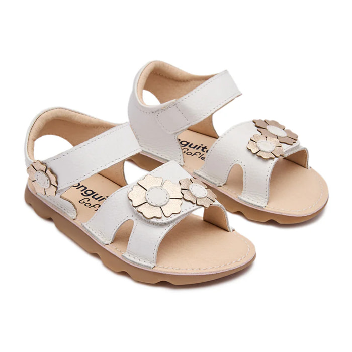 Sandalias de Niña de Napa Barefoot Goflex en Blanco