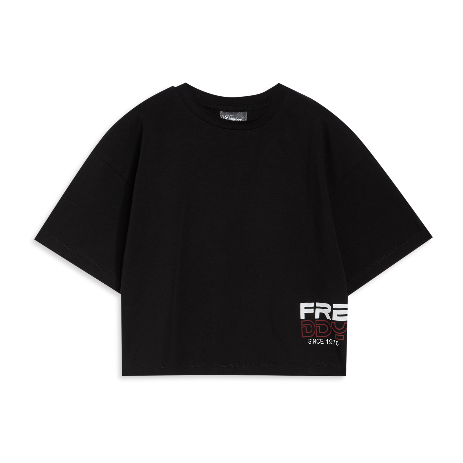 T-shirt Bambina Oversize Cropped con Logo laterale
