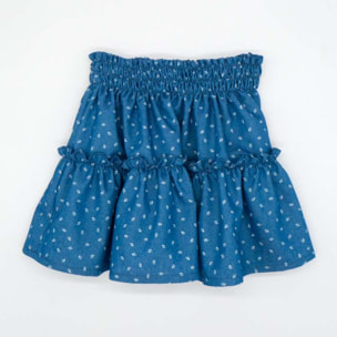 FALDA DENIM FLORES BLANCA