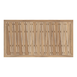 Table et chaises de jardin 8 personnes en bois de teck, résine tressée - Carmela