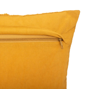 Coussin "Inca" en coton tufté jaune moutarde 40x40 cm