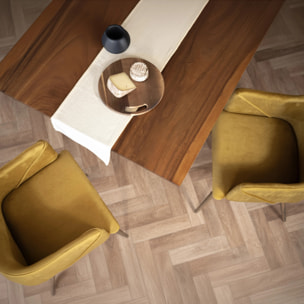 Lot de 2 chaises avec accoudoirs en velours jaune moutarde - Daisy