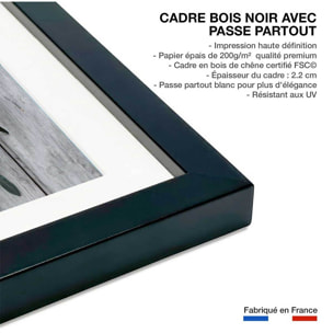 Poster régime crétois Affiche + cadre en bois - Noir