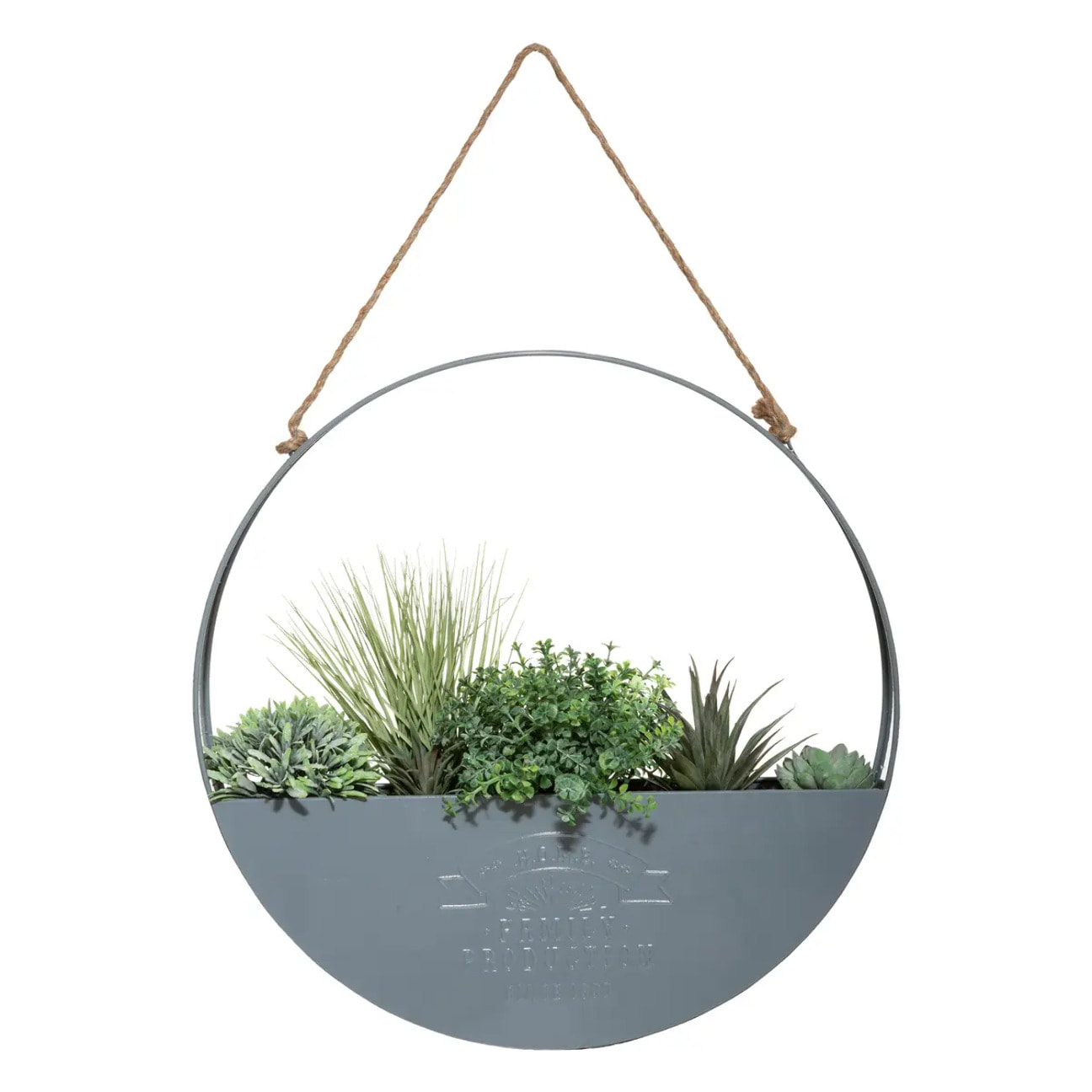 Suspension de 4 plantes artificielles "House" - pot en métal - H6 - 3 cm