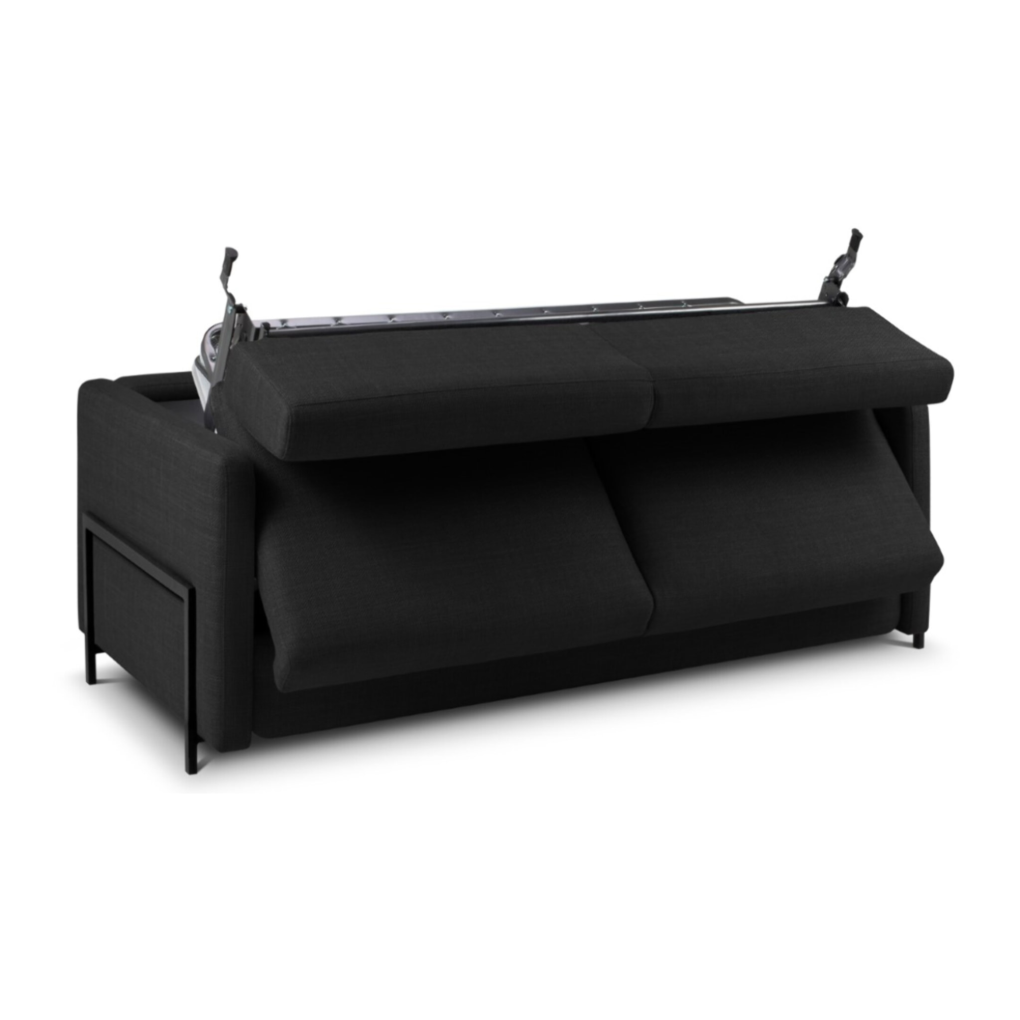 Canapé convertible "Yanis" 2 places en tissu structurel gris foncé