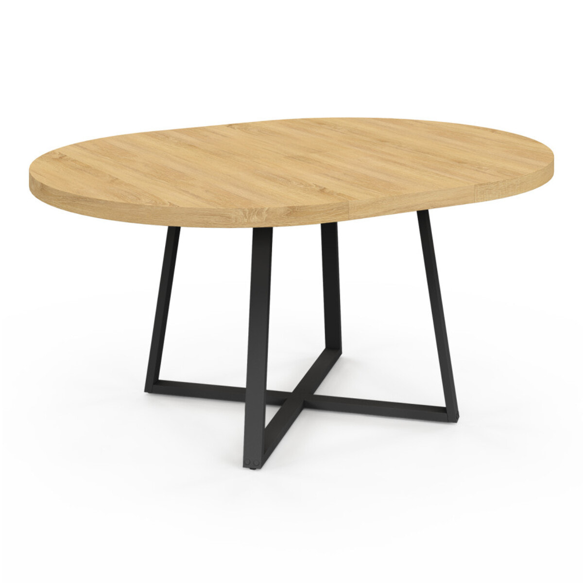 Table à manger ronde extensible Sana Ø110-150cm bois et noir
