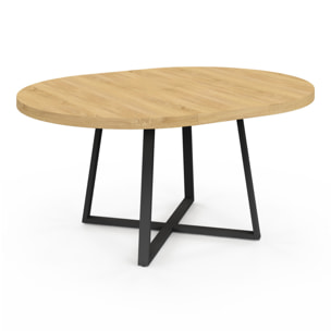 Table à manger ronde extensible Sana Ø110-150cm bois et noir