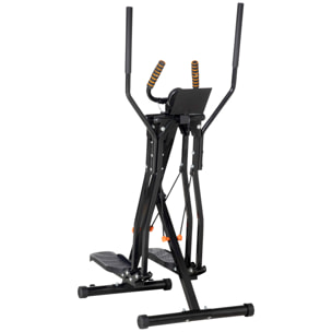 Bicicleta Elíptica Máquina de Step con Pantalla LCD Resistencia Ajustable Sensor de Frecuencia Cardíaca y Ruedas para Entrenamiento en Casa Gimnasia 90x62x150 cm Negro