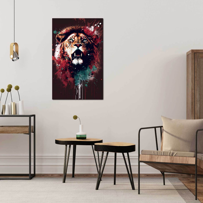 Lion pop art rouge - tableau pas cher Toile imprimée