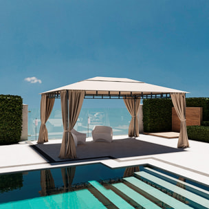 Gazebo Da Giardino 3 x 4 M Con Tende Laterali Richiudibili Struttura In Acciaio Robusto Copertura 180 g/m² Con 4 Teli Laterali Esterno Giardino P