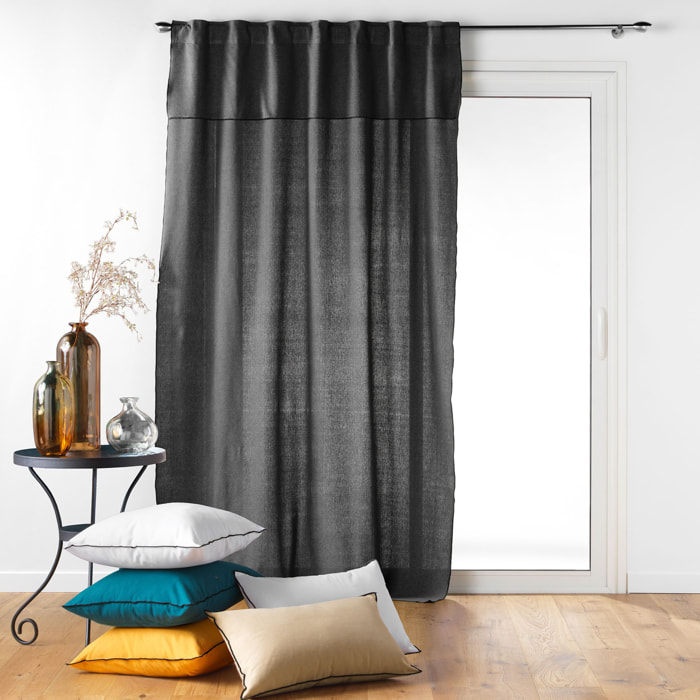 Rideau voilage surfilé passants cachés - Gris anthracite