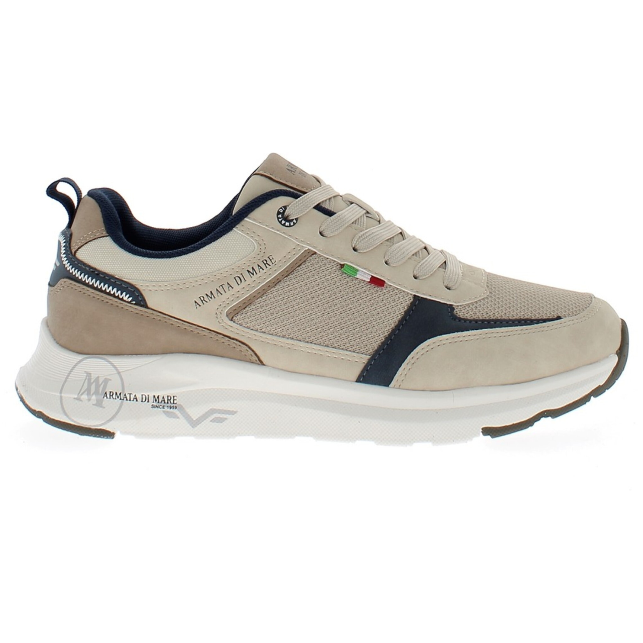 Armata di Mare Scarpe Uomo Sneakers Casual Stringate con Soletta Rimovibile in Memory Foam AMU S25N721 Beige