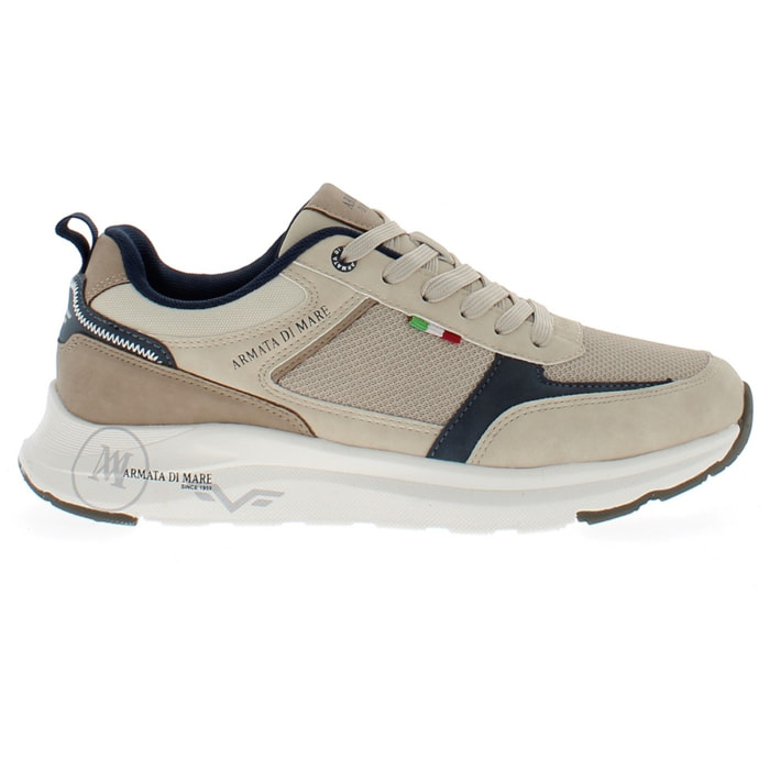 Armata di Mare Scarpe Uomo Sneakers Casual Stringate con Soletta Rimovibile in Memory Foam AMU S25N721 Beige