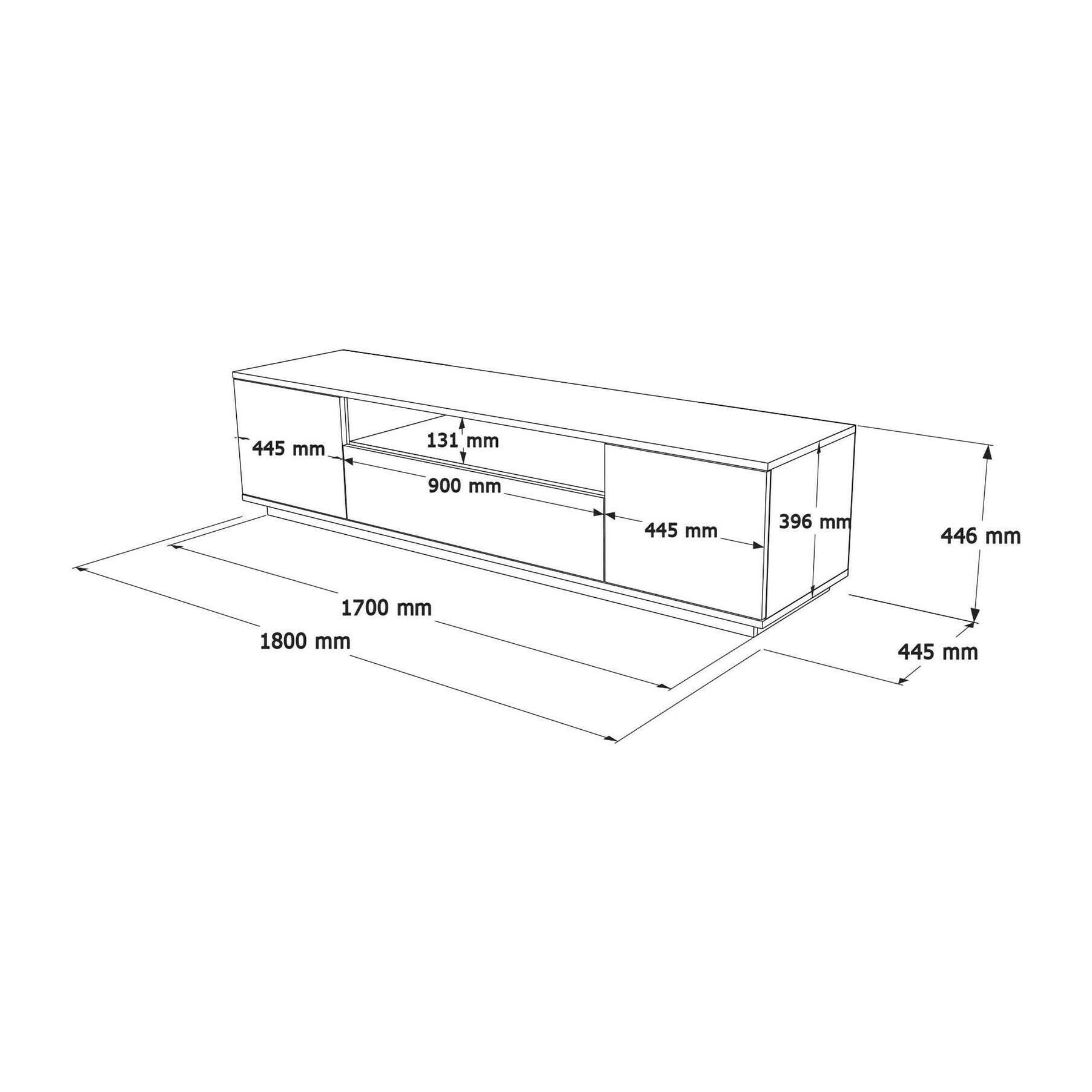 Mobile porta TV Dpierott, Credenza da soggiorno, Armadio basso per TV, Base parete attrezzata, 180x45h45 cm, Quercia e Bianco