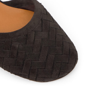 Zapato tacón Artemisa en serraje intrecciato y cierre de hebilla