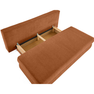 Nora - canapé 3 places convertible avec coffre en tissu texturé - Terracotta