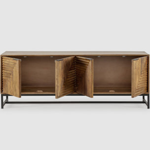 Meuble TV 4 portes en bois de manguier - TAO