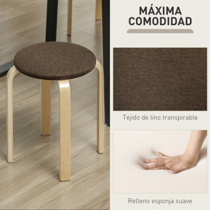 Juego de 4 Taburetes Apilables Redondos Taburetes Bajo de Cocina con Asiento Acolchado para Comedor Dormitorio Oficina Salón