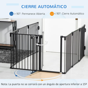 Parque para Perros 8 Vallas 60x76 cm Corral Plegable para Cachorros con Puerta y Doble Cerradura Paneles Metálicos de Bricolaje para Pasillos Escaleras Negro