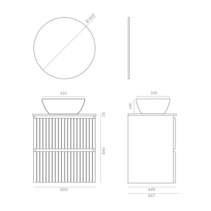 Ensemble de salle de bains Hali Alday, 60 cm, Cloud