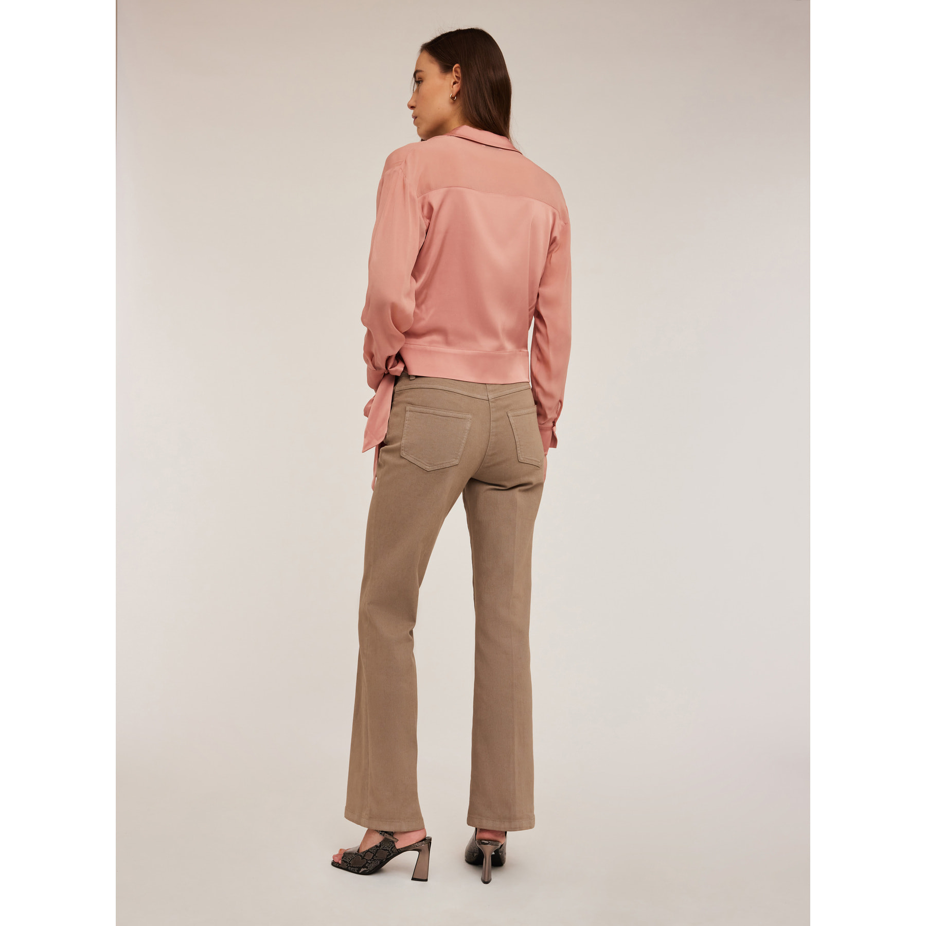 Motivi - Pantaloni bootleg in drill - Beige