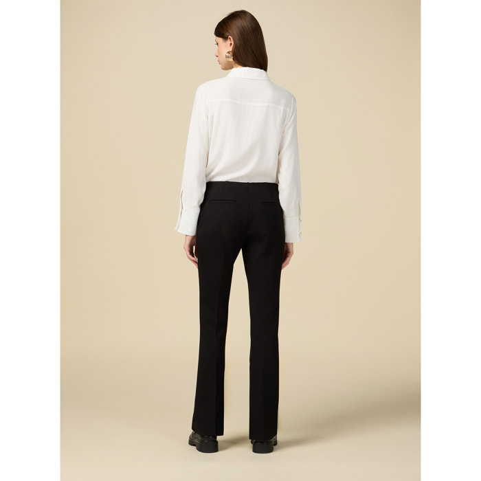 Oltre - Flared trousers in Milan stitch - Negro