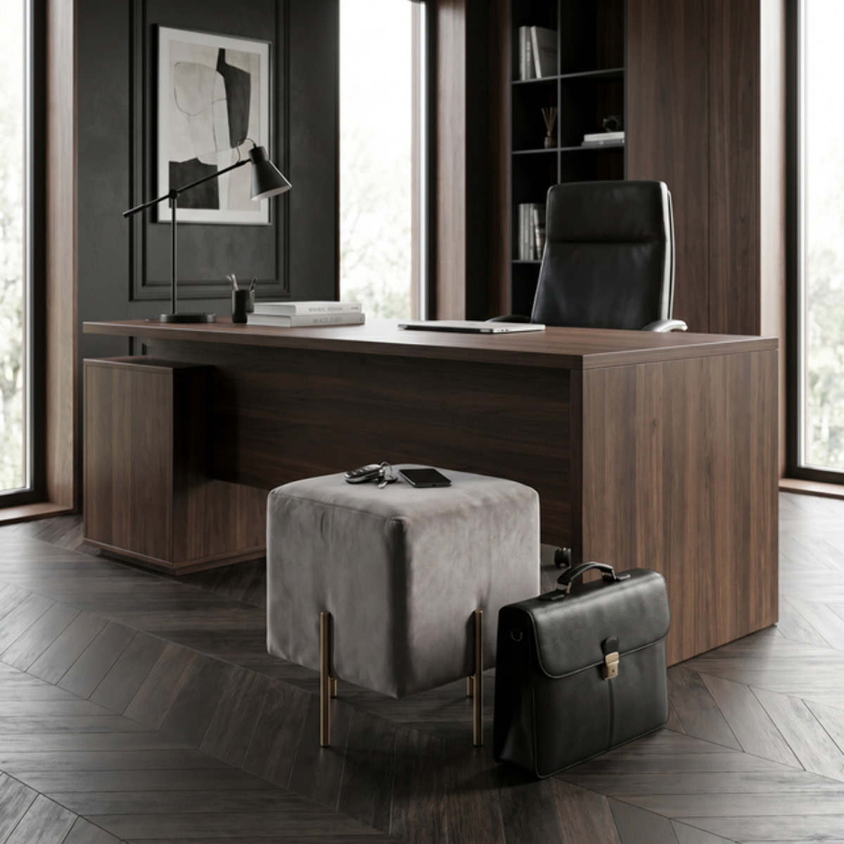 Pouf Quadrato in Velluto con Gambe in Acciaio Dorate, Seduta Imbottita Elegante dallo Stile Contemporaneo per Soggiorno, Camera da Letto e Ingresso