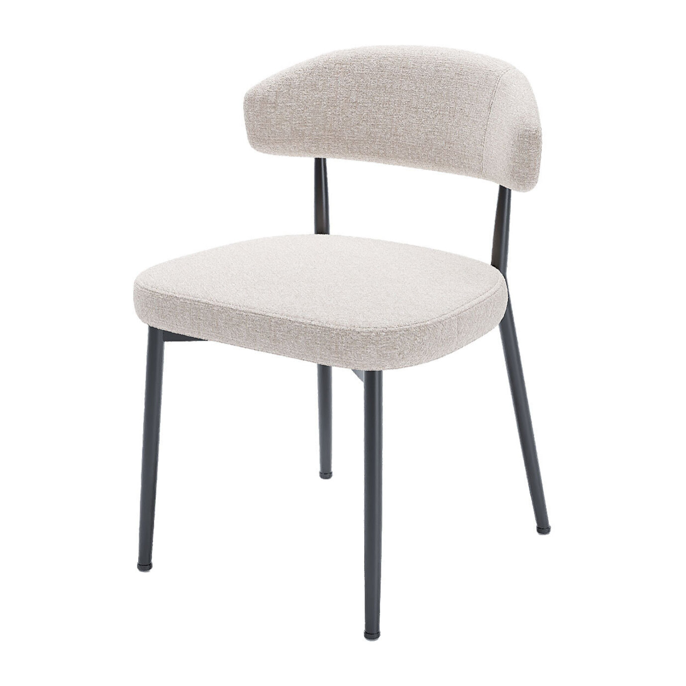 Lot de 2 chaises de salle à manger en velours crème & métal noir Mona