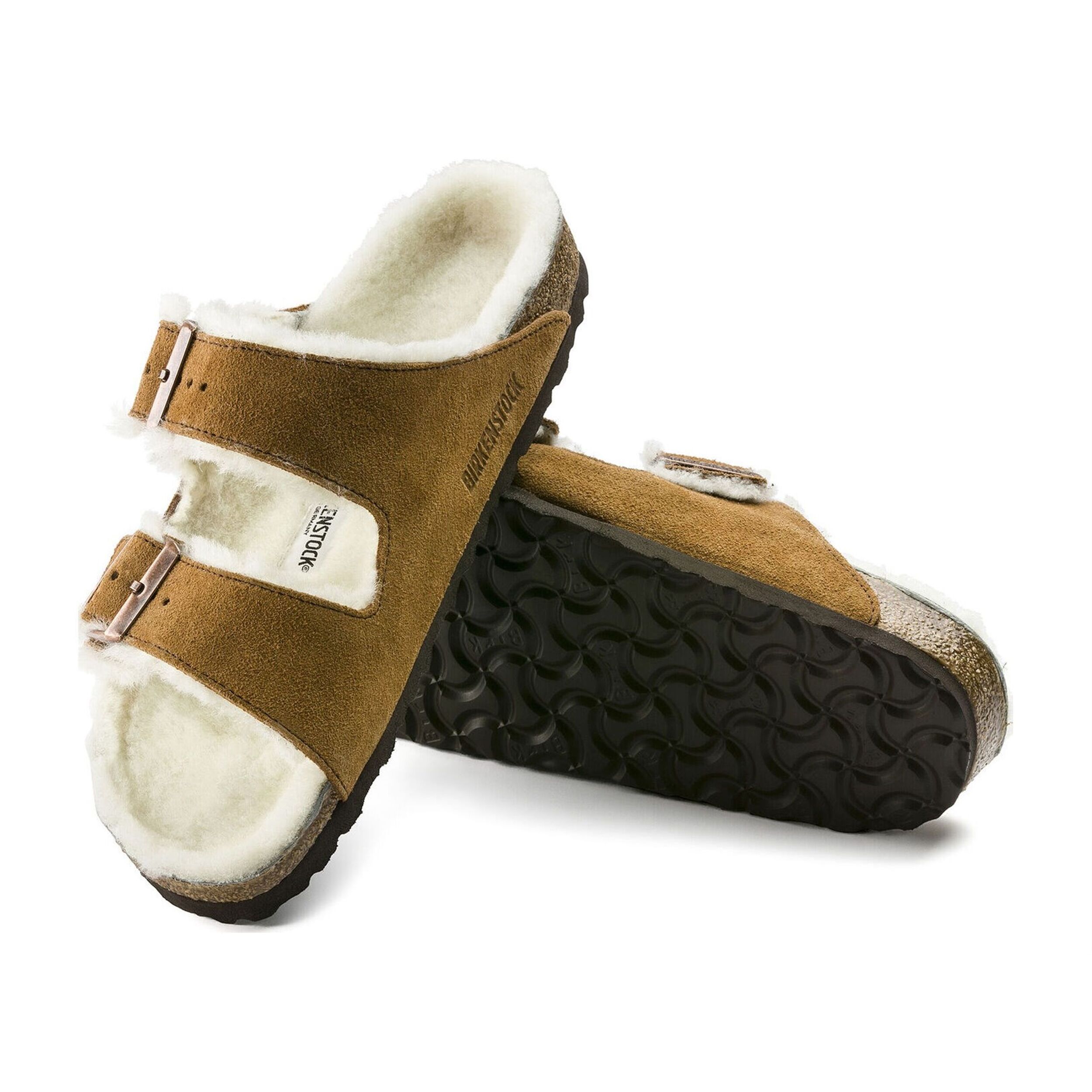 Sandali Birkenstock Arizona pelliccia di agnello Marrone