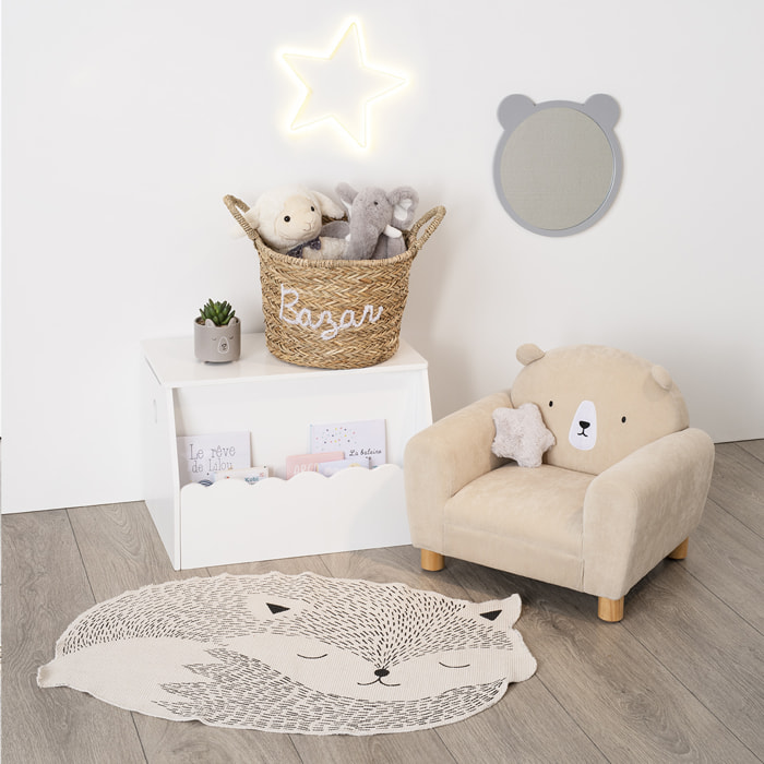 Coffre à jouets et bibliothèque enfant blanc 58x38cm