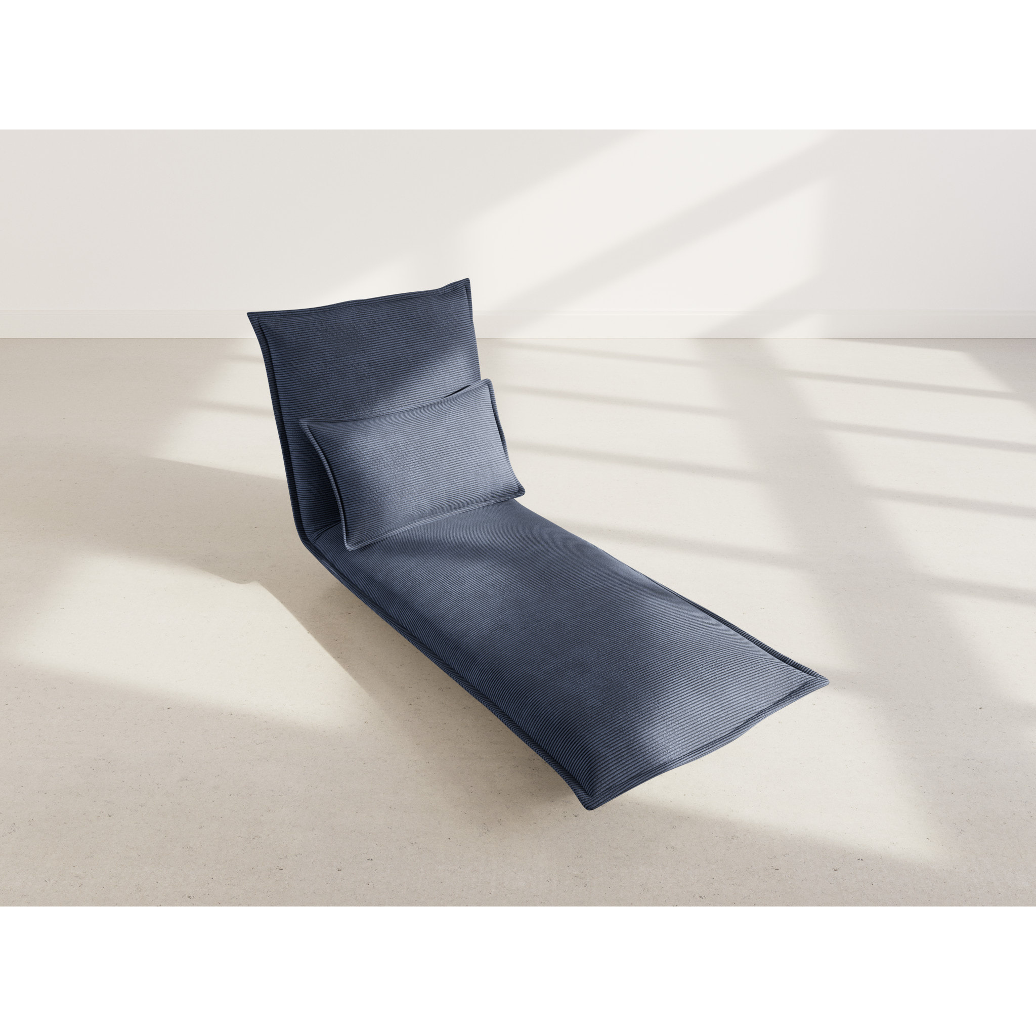 Candice - Banquette 1 place convertible clic-clac en velours côtelé - Bleu nuit