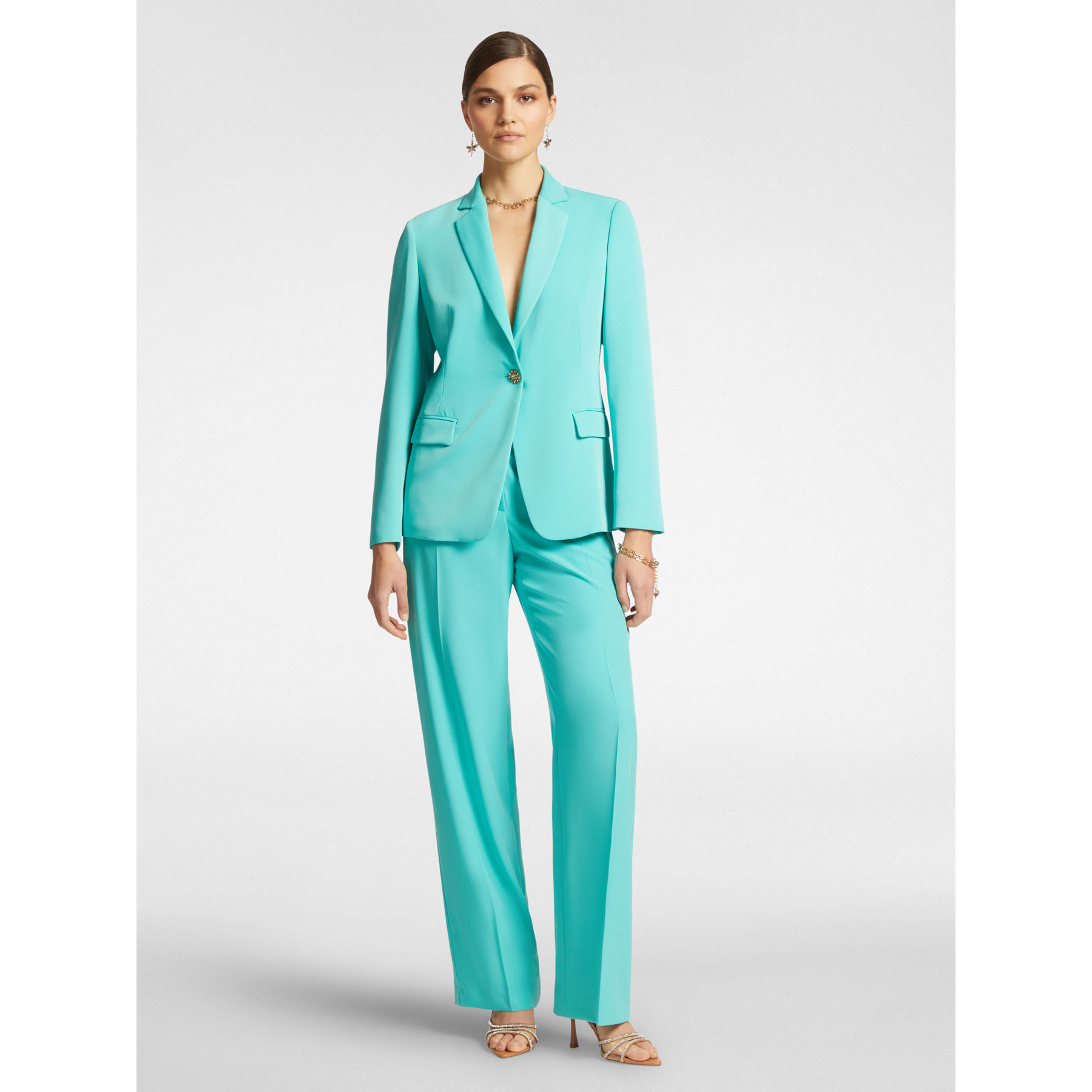 Elena Mirò - Pantalón de cady elástico - Green Water