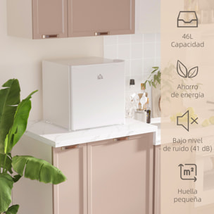 Mini Nevera Silenciosa 46 L Clase E Frigorífico Pequeño Nevera Pequeña con Temperatura Regulable y Puerta Reversible Bajo Nivel de Ruido y Consumo 48x44x49 cm Blanco