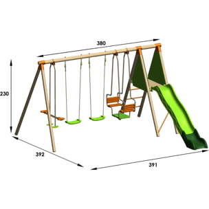 Balançoire en bois 2,30 m Topwood XOLTI - 8 enfants