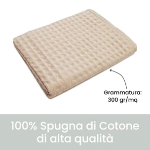 Telo doccia maxi in cotone spugna assorbente e morbido, asciugamano bagno grande e avvolgente, elevata capacità di assorbenza 300 gr/mq, ideale per doccia e bagno, confortevole sulla pelle, resistente ai lavaggi, dimensioni 150x100 cm