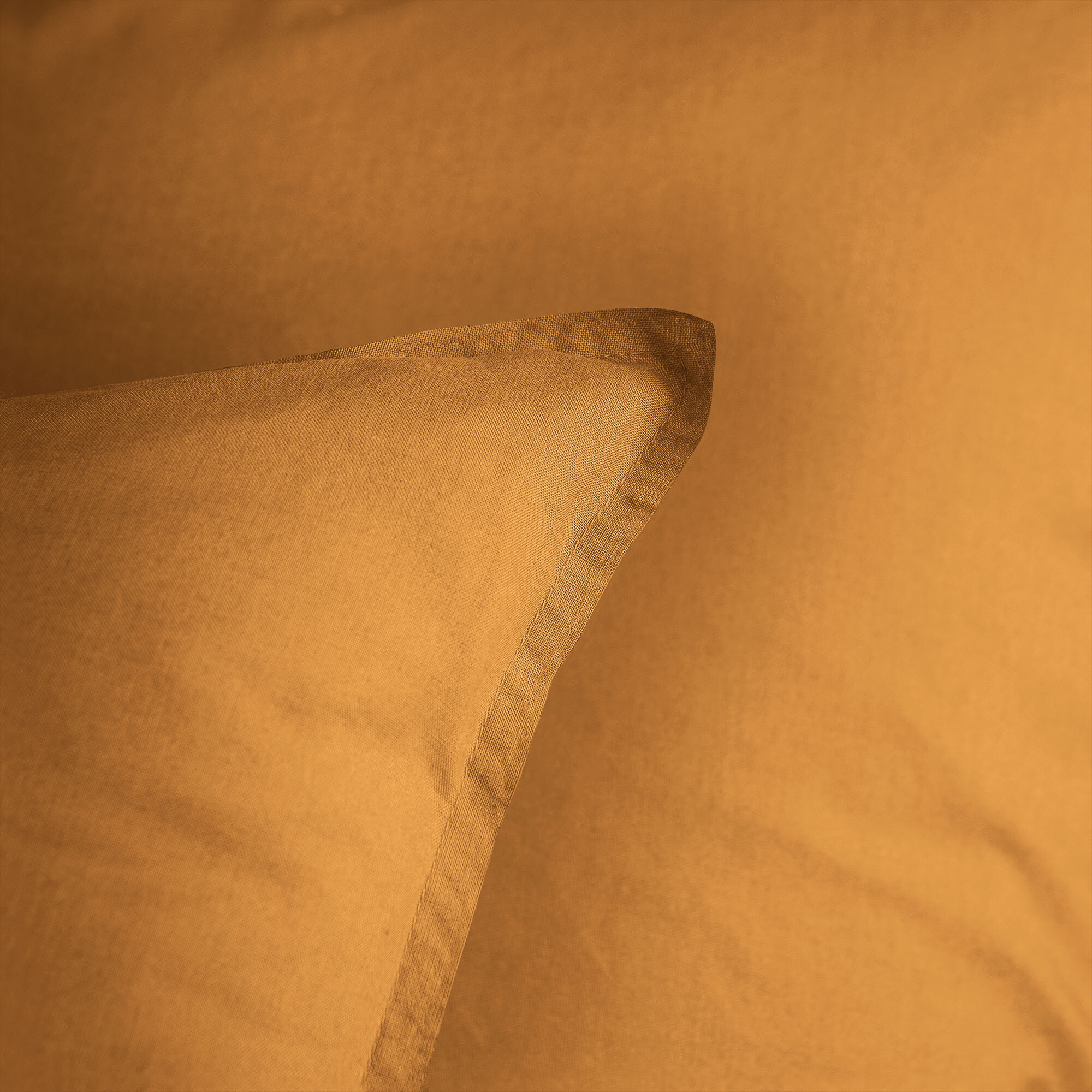 Parure de lit unie en coton taies à volant, COTON LAVÉ