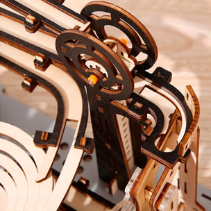 Maqueta de Madera 3D, diseño de Vía mecánica con movimiento. 133 piezas.