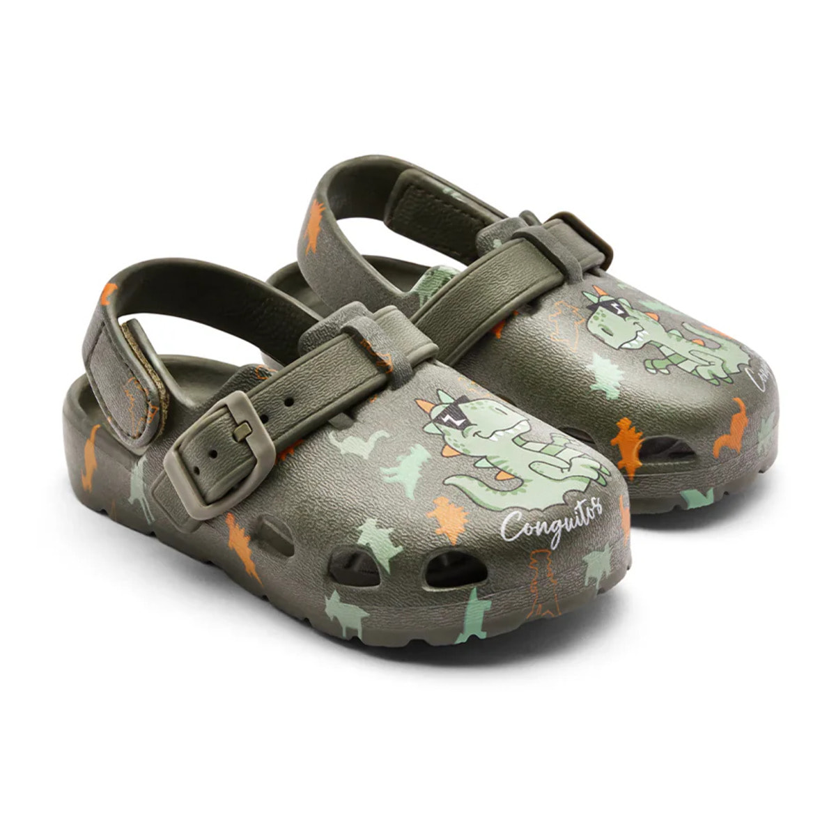 Sandalias Zueco Niños Hebilla Estampado Dinosaurio
